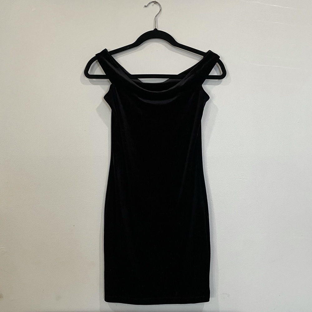 Velvet Sparkly Little Black Dress